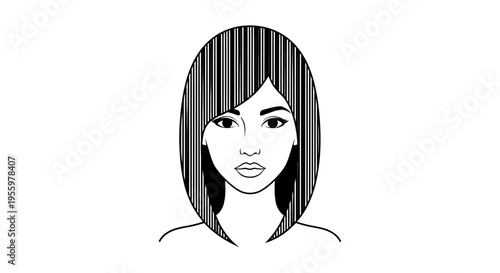 Woman's Face with Barcode Hair - Identity, Individuality, and Consumerism Concept