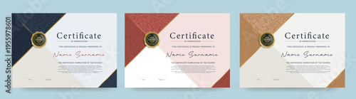 Elegant certificate diploma template with texture clean layout suitable for award appreciation completion or achievement in education or corporate use