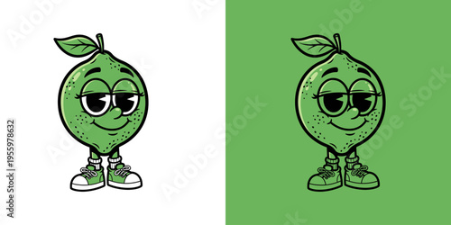 Lime cartoon characters with sunglasses.