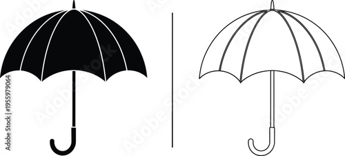 Black and white umbrellas side by side Vector