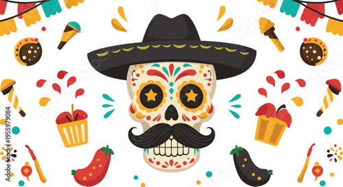 Watercolor dia de muertos skulls