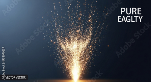 Golden sparkler explodes in dark background with radiant light and particles