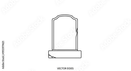 Tombstone Icon, Gravestone Outline, Cemetery Marker, Death Symbol, Vector Art