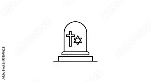 Tombstone with Christian Cross and Jewish Star of David - Religious Tolerance Symbol