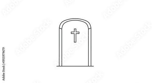 Tombstone with Cross Icon, Funeral, Death, Cemetery, Religious Symbol, Grief, Memorial
