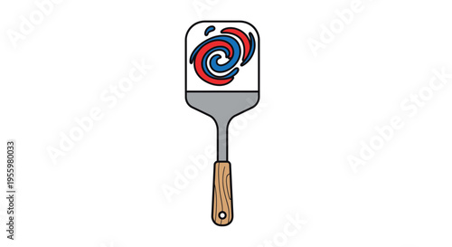 Spatula with Red and Blue Swirl Design