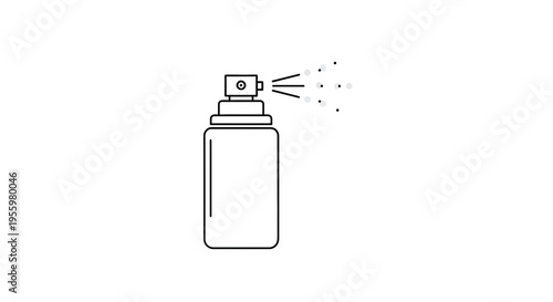 Spray bottle icon, aerosol can, liquid spray, clean, hygiene, cosmetic, beauty, health, medical, simple line art