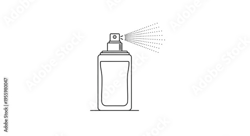 Spray Bottle Icon with Mist Spraying Out - Minimalist Line Art