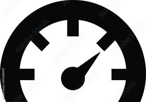 a tachometer with rpm scale silhouette vector illustration on transparent background