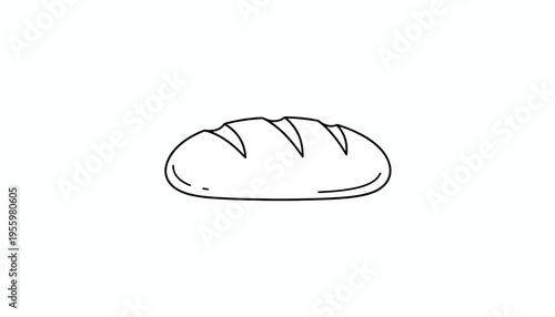 Simple line drawing of a rustic loaf of bread with score marks on a white background