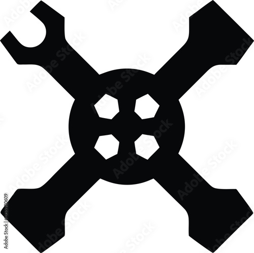 a spoke wrench with three notches silhouette vector illustration on transparent background