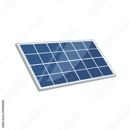 A blue photovoltaic solar panel with a silver frame, set against a white background