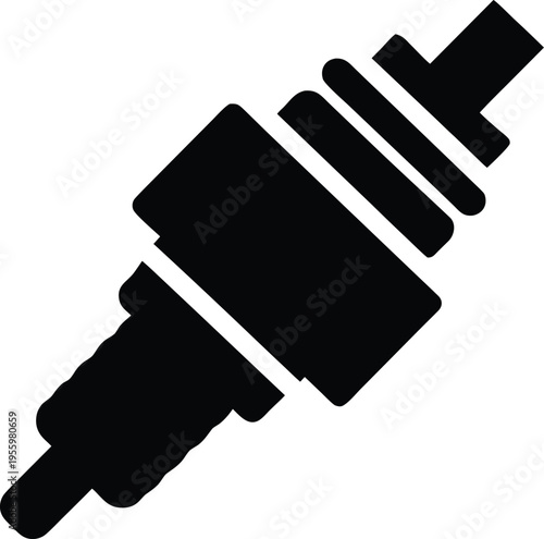 a spark plug with ceramic insulator and terminal silhouette vector illustration on transparent background