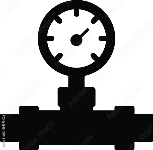 a pressure regulator with gauge and knob silhouette vector illustration on transparent background
