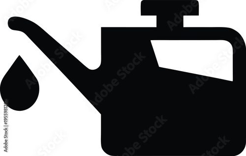 a oil can with spout and handle silhouette vector illustration on transparent background
