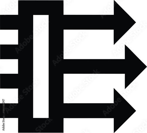 a multiplexer with select lines silhouette vector illustration on transparent background