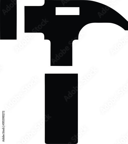 a masonry hammer with chisel end silhouette vector illustration on transparent background