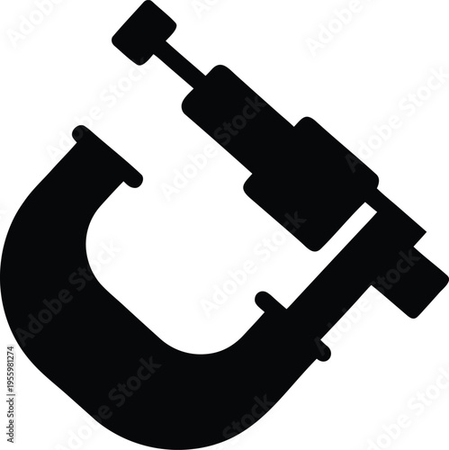 a micrometer with thimble and spindle silhouette vector illustration on transparent background