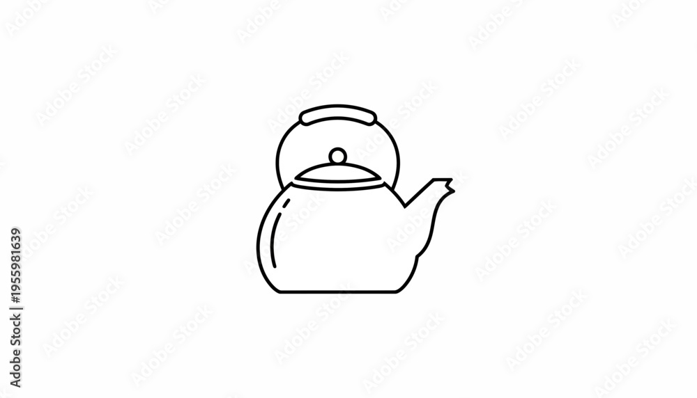 Obraz premium Simple Line Art Icon of a Teapot