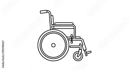 Simple Line Art Icon of a Wheelchair, Symbol of Mobility and Accessibility