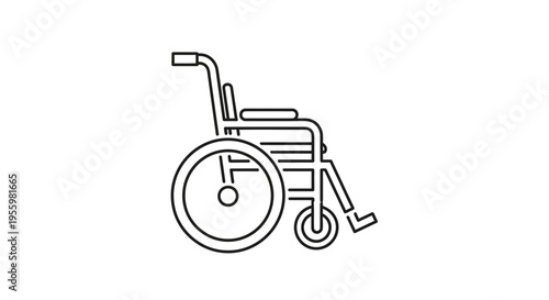 Simple Line Art Icon of a Wheelchair for Accessibility and Mobility Support
