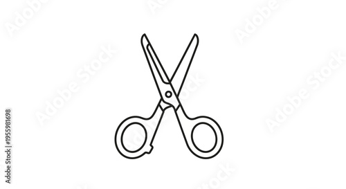 Simple Line Art Icon of Open Scissors, Symbol of Cutting and Crafting