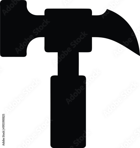 a drywall hammer with hatchet blade silhouette vector illustration on transparent background
