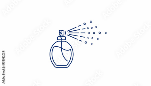 Perfume Bottle Spraying Mist, Elegant Minimalist Icon, Beauty and Fragrance Concept