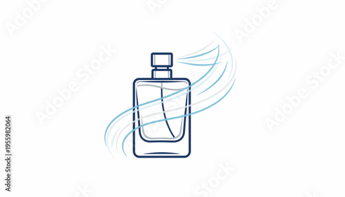 Perfume bottle with scent waves, minimalist icon illustration
