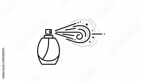 Perfume Spray Bottle Icon - Fragrance Mist Atomizer Line Art