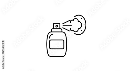 Perfume Spray Bottle Icon, Aerosol Mist Dispenser, Fragrance Mist Line Art
