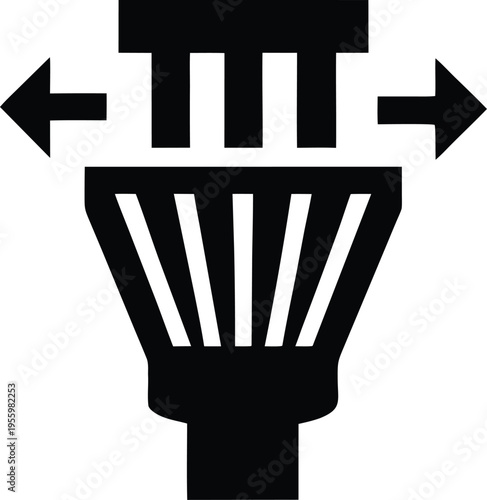 a air filter with pleated element silhouette vector illustration on transparent background