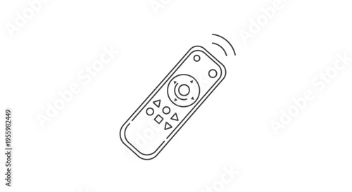 Remote control icon, line art, technology, entertainment, wireless signal, modern design