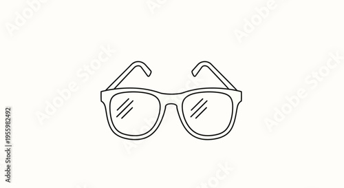 Retro Sunglasses Icon - Simple Line Art Illustration