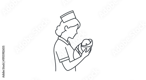 Nurse Holding Newborn Baby, Maternity Care, New Life, Medical Professional, Gentle Embrace