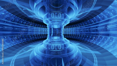 X-ray of smr or small modular nuclear fusion reactor core chamber inside