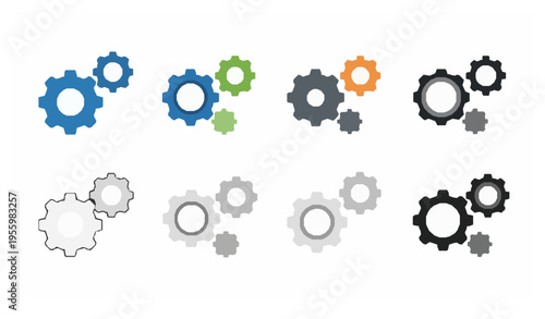 Colorful gear icon set settings symbol vector illustration