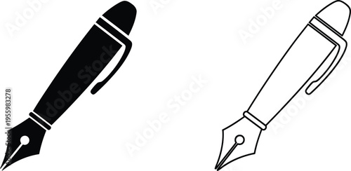 Fountain pens illustration Vector