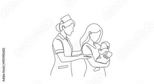 Nurse Helping Mother With Newborn Baby, Postpartum Care, Medical Assistance