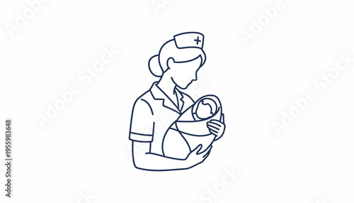 Nurse holding a newborn baby, medical care, maternity, healthcare, love, tenderness, new life