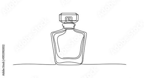 Minimalist Perfume Bottle Line Art - Elegant Fragrance Container Icon
