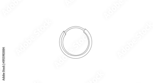 Minimalist silver hoop earring, clean line art, isolated on white background