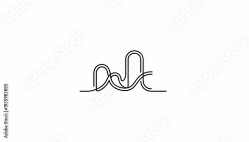 Minimalist Roller Coaster Line Art Icon - Abstract Thrill Ride Symbol