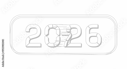 Futuristic 2026 Year Number in Motion, Abstract Digital Design