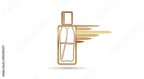 Gold Perfume Bottle Icon with Speed Lines - Fast Delivery Concept