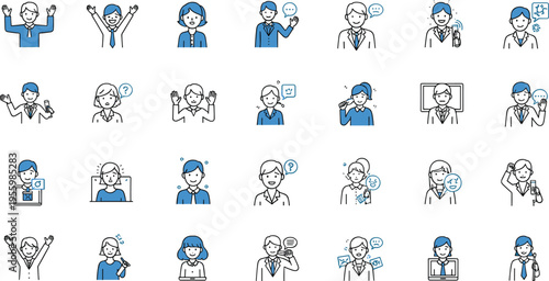 Customer service support avatar icons set with operators communication headset helpdesk line vector illustration