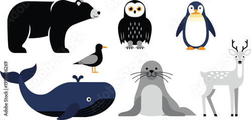 Set of Cute Forest Animal Illustrations with Fox Owl Deer Raccoon Hedgehog and Squirrel in Cartoon Vector Style for Nursery