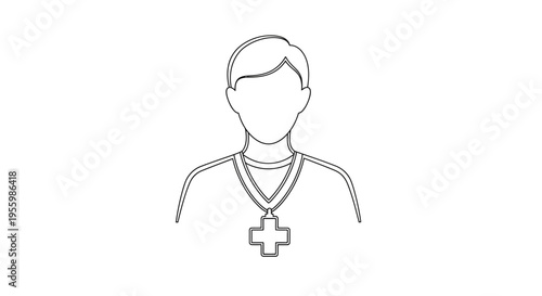 Clergy Man Icon, Religious Leader, Priest, Pastor, Christian Faith Symbol