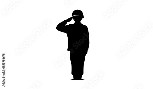 Minimal Saluting Soldier Silhouette Military Icon Vector Design