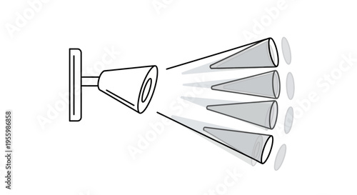 Adjustable Spotlight Beam Spread Icon: Multiple Light Cones, Wide to Narrow